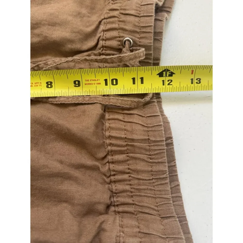 H&M Linen Pants Mens Size Large Slim Fit Natural Brown Vacation Cruise Resort